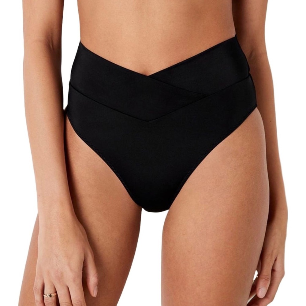 Victoria Secret PINK Crossover High Waist Bikini Bottoms Black Medium NWT